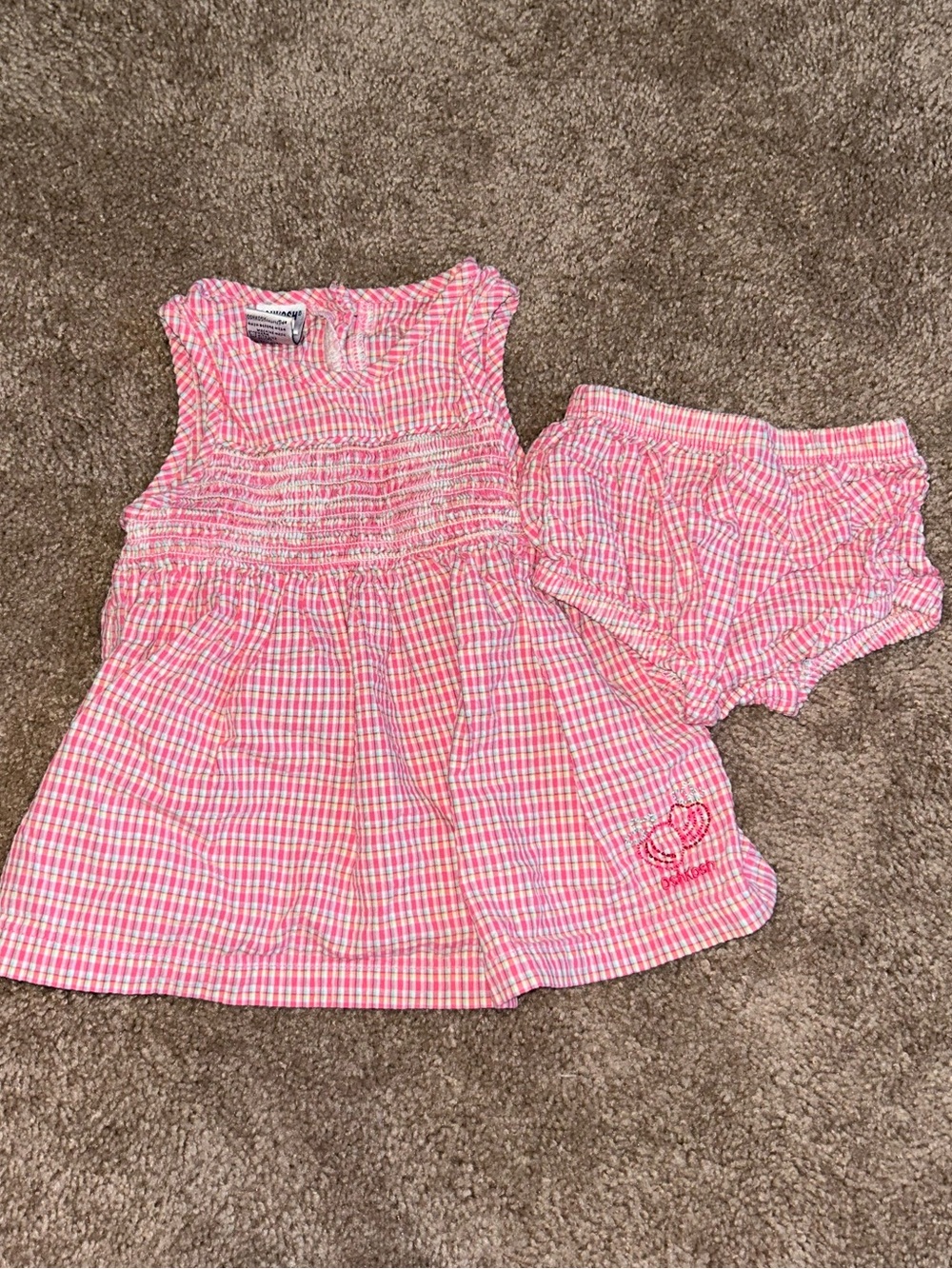 Y2K OshKosh B'gosh Pink Plaid Baby Dress and Matching Bloomers